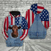 Uni Shorthorn Cattle US Flag Farm Personalized 3D Hoodie