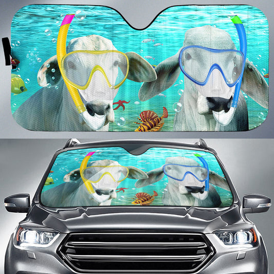 Uni Brahman Cattle Diving All Over Printed 3D Sun Shade