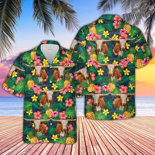 Uni Texas Longhorn Summer Pattern 3D Hawaiian Shirt