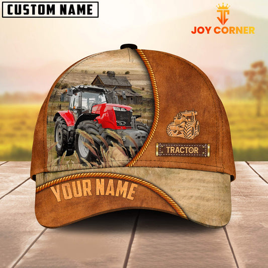 Uni Custom Name Red Tractor Leather Pattern Cap TT14