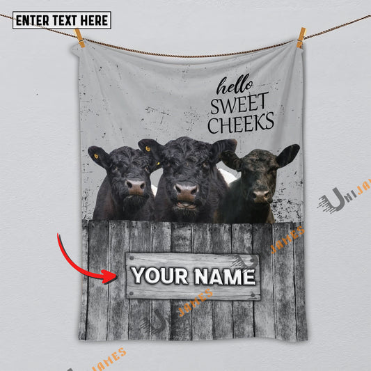 Uni Personalized Name Belted Galloway Hello Sweet Cheeks Pattern Blanket
