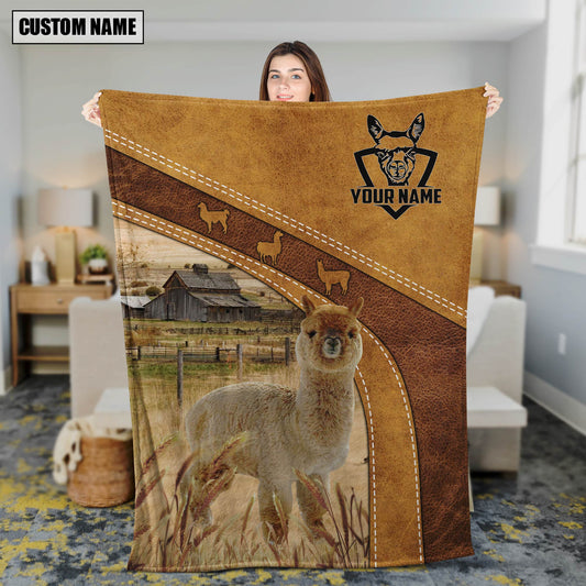 Uni Personalized Name Alpaca Brownie Background Blanket