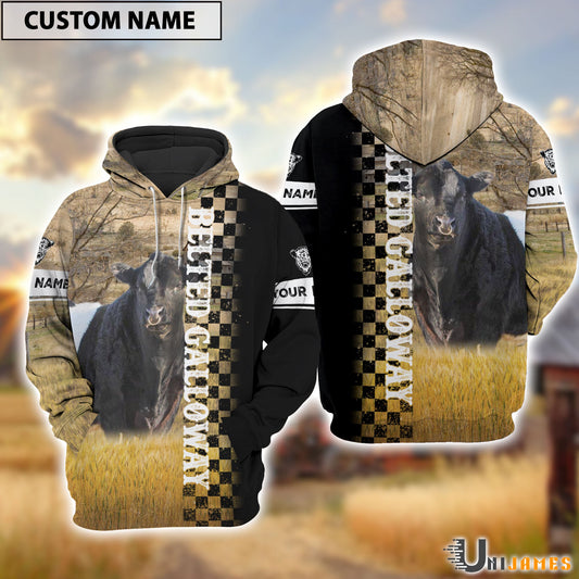 Uni Personalized Name Belted Galloway Day & Night On The Farm 3D Hoodie