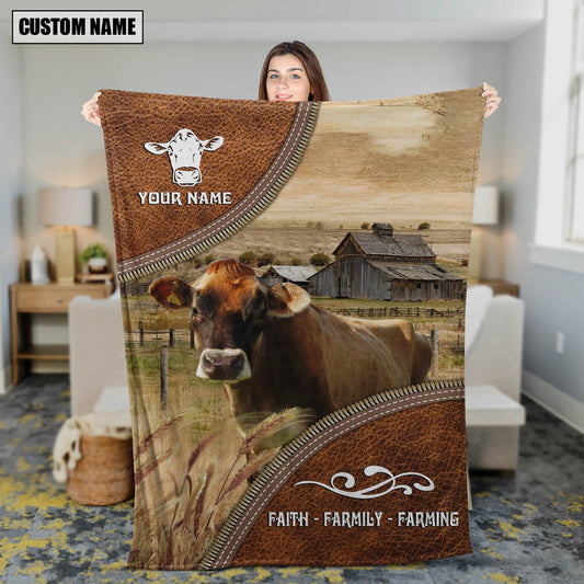 Uni Personalized Name Jersey Faith Family Farming Blanket