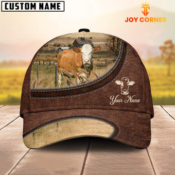 Uni Fleckvieh On The Farm Customized Name Leather Pattern Cap