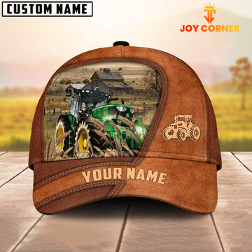 Uni Tractor Customized Name Brown Leather Pattern Cap