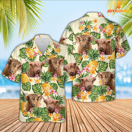 Uni Highland Pineapple Pattern Hawaiian Shirt