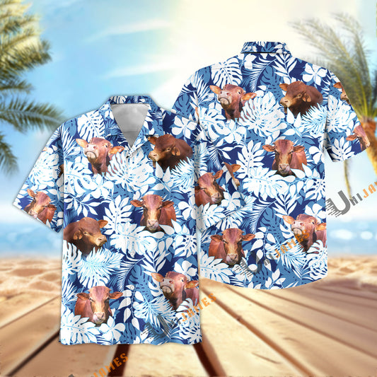 Unique Beefmaster Blue Summer Pattern Hawaiian Shirt