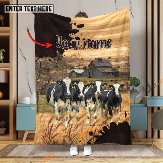 Uni Personalized Name Diligent Holstein Blanket
