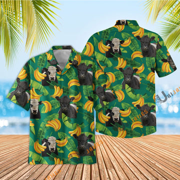 Uni Belted Galloway Banana Green Summer Hawaiian Shirt