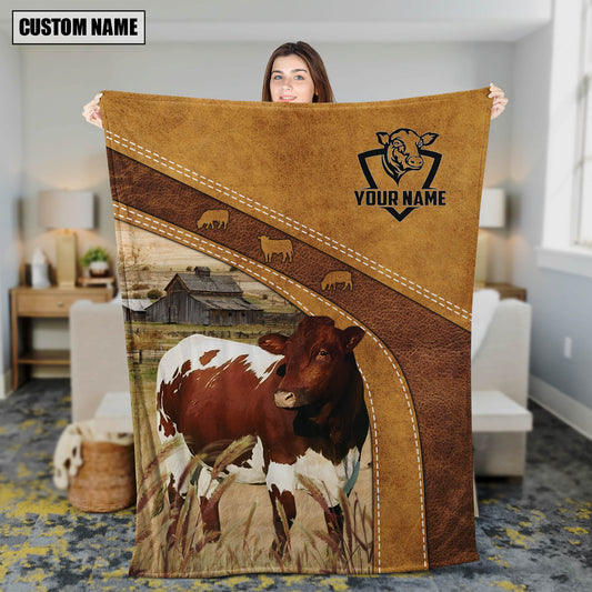 Uni Personalized Name Pinzgauer Cattle Brownie Background Blanket