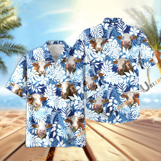 Unique Simmental Blue Summer Pattern Hawaiian Shirt