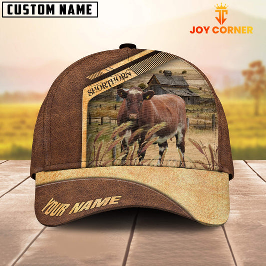 Uni Shorthorn Cattle Customized Name Brown Farm Cap