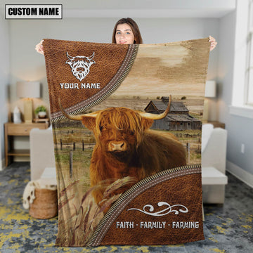 Uni Personalized Name Highland Faith Family Farming Blanket