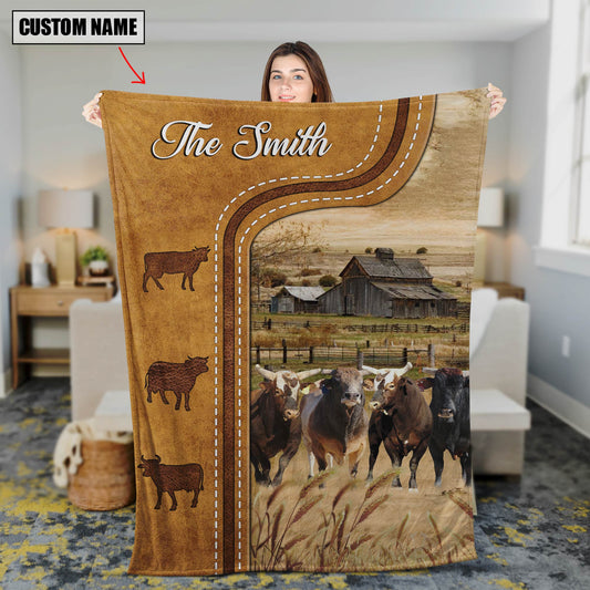 Uni Personalized American Bucking Bulls In Field Farmhouse Blanket