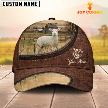 Uni Lambs On The Farm Customized Name Leather Pattern Cap