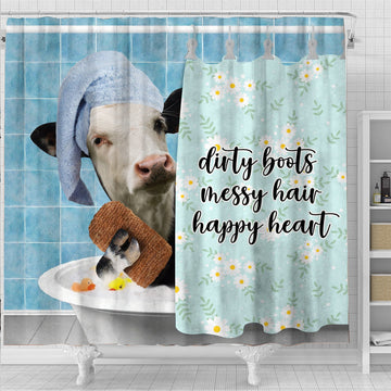 Uni Black Baldy Dirty Boots, Messy Hair, Happy Heart  3D Shower Curtain