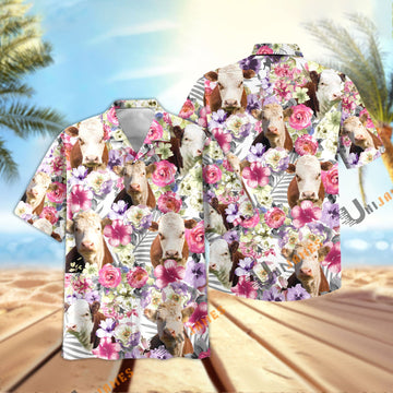 Unique Hereford Seamless Floral Pattern 3D Hawaiian Shirt