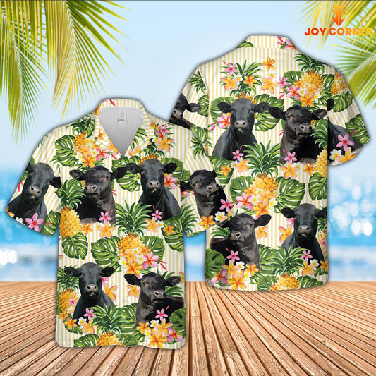 Uni Black Angus Pineapple Pattern Hawaiian Shirt