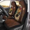 Uni Rooster Personalized Name Leather Pattern Car Seat Covers Universal Fit (2Pcs)