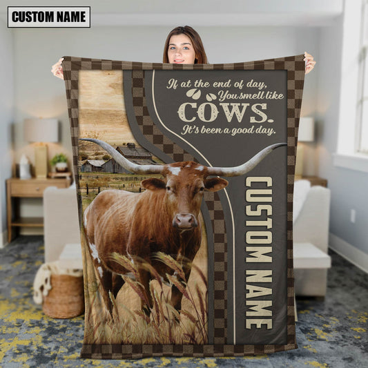 Uni Personalized Name Texas Longhorn A Good Day Blanket