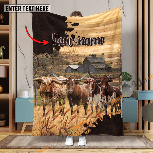 Uni Personalized Name Diligent Texas Longhorn Blanket