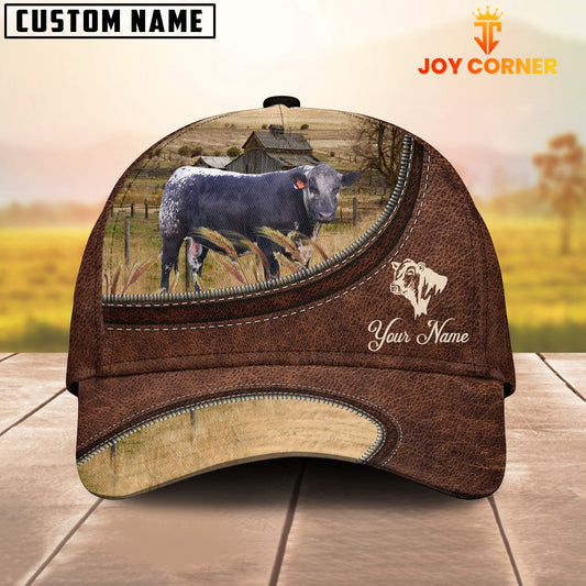 Uni Black Speckled Park On The Farm Customized Name Leather Pattern Cap