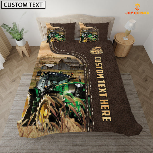 Uni Tractor Custom Text Leather Pattern Bedding Set