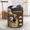Uni Shorthorn Custom Name Leather Pattern Laundry Basket