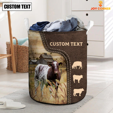 Uni Shorthorn Custom Name Leather Pattern Laundry Basket
