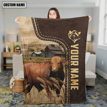 Uni Personalized Name Droughtmaster Leather Pattern Blanket