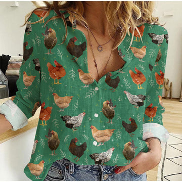 Unique Watercolor Chicken Floral On Light Green Casual Shirt