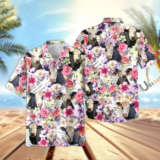 Unique Black Baldy Seamless Floral Pattern 3D Hawaiian Shirt