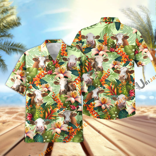 Uni Simmental Cool Summer Mint Pattern Hawaiian Shirt