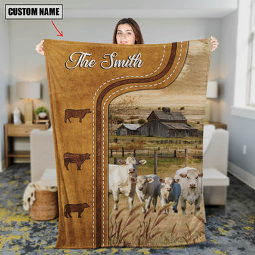 Uni Charolais No Horn Custom Name Blanket Collection