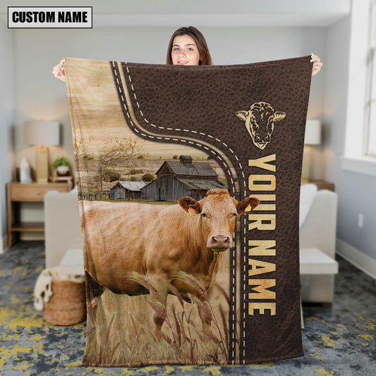 Uni Personalized Name Limousin Leather Pattern Blanket