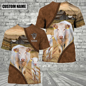 Uni Charolais Barn Farm Customized Name 3D T-Shirt