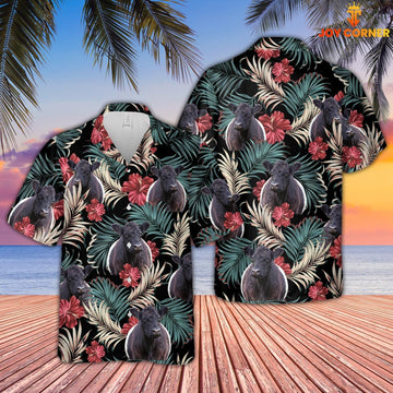 Uni Belted Galloway Dark Red Flowers Pattern Hawaiian Shirt