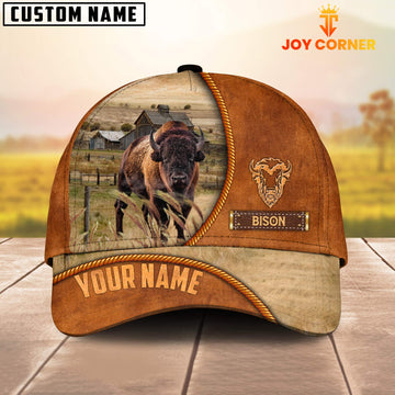 Uni Custom Name Bison Leather Pattern Cap