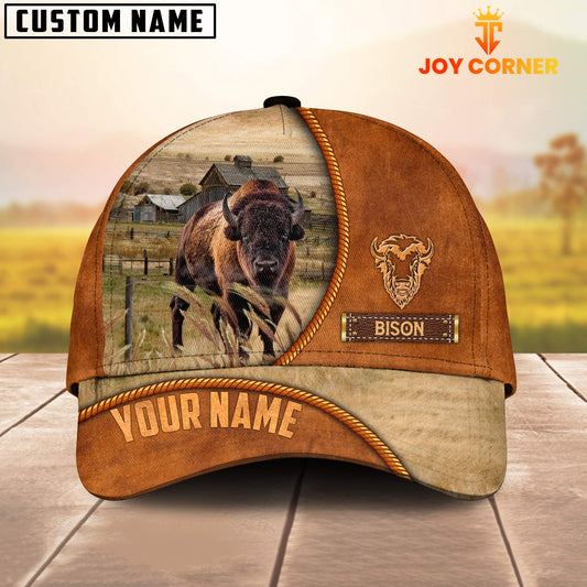 Uni Custom Name Bison Leather Pattern Cap