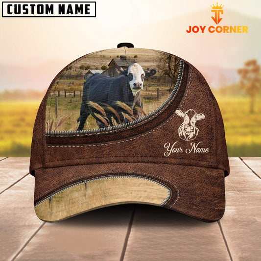 Uni Black Baldy On The Farm Customized Name Leather Pattern Cap