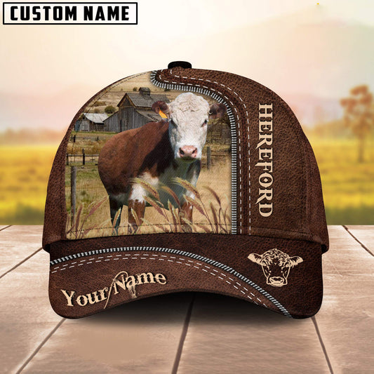 Uni Hereford Customized Name Leather Pattern Cap