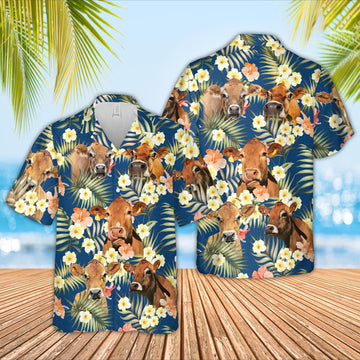 Unique Jersey Summer Blue Floral 3D Hawaiian Shirt