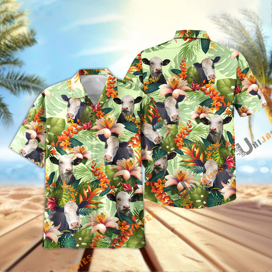 Uni Black Baldy Cool Summer Mint Pattern Hawaiian Shirt