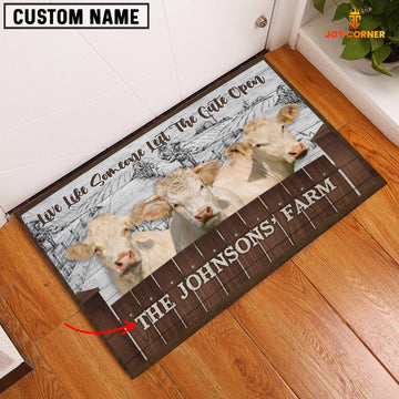 Uni Charolais Custom Name - Live Like Someone Left The Gate Open Doormat