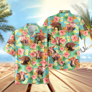 Uni Beefmaster Tropical Plants Leaves 3D Hawaiian Shirt