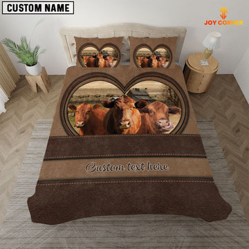 Uni Red Angus In Heart Custom Name Bedding Set