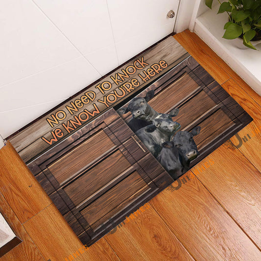 Uni Black Angus Window Pattern Custom Name Doormat