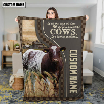 Uni Personalized Name Shorthorn A Good Day Blanket