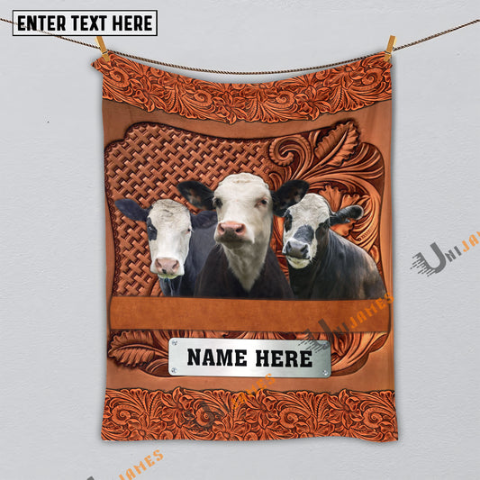 Uni Black Baldy Cattle Farming Life Personalized Name Blanket
